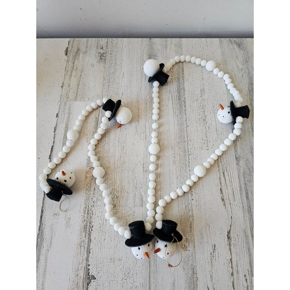 Styrofoam snowman Garland‎ vintage unique top hat